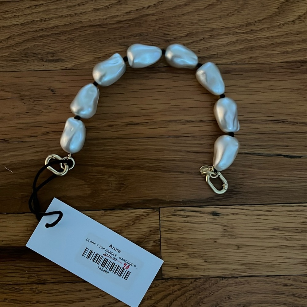 Clare V top handle baroque pearl handbag strap
